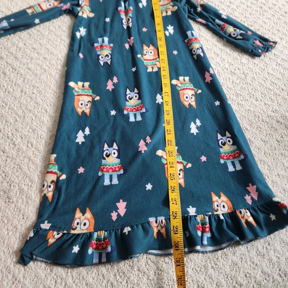 Bluey Girls 5T Christmas Fleece Nightgown Bluey & Bingo Ruffle Sleep Dress